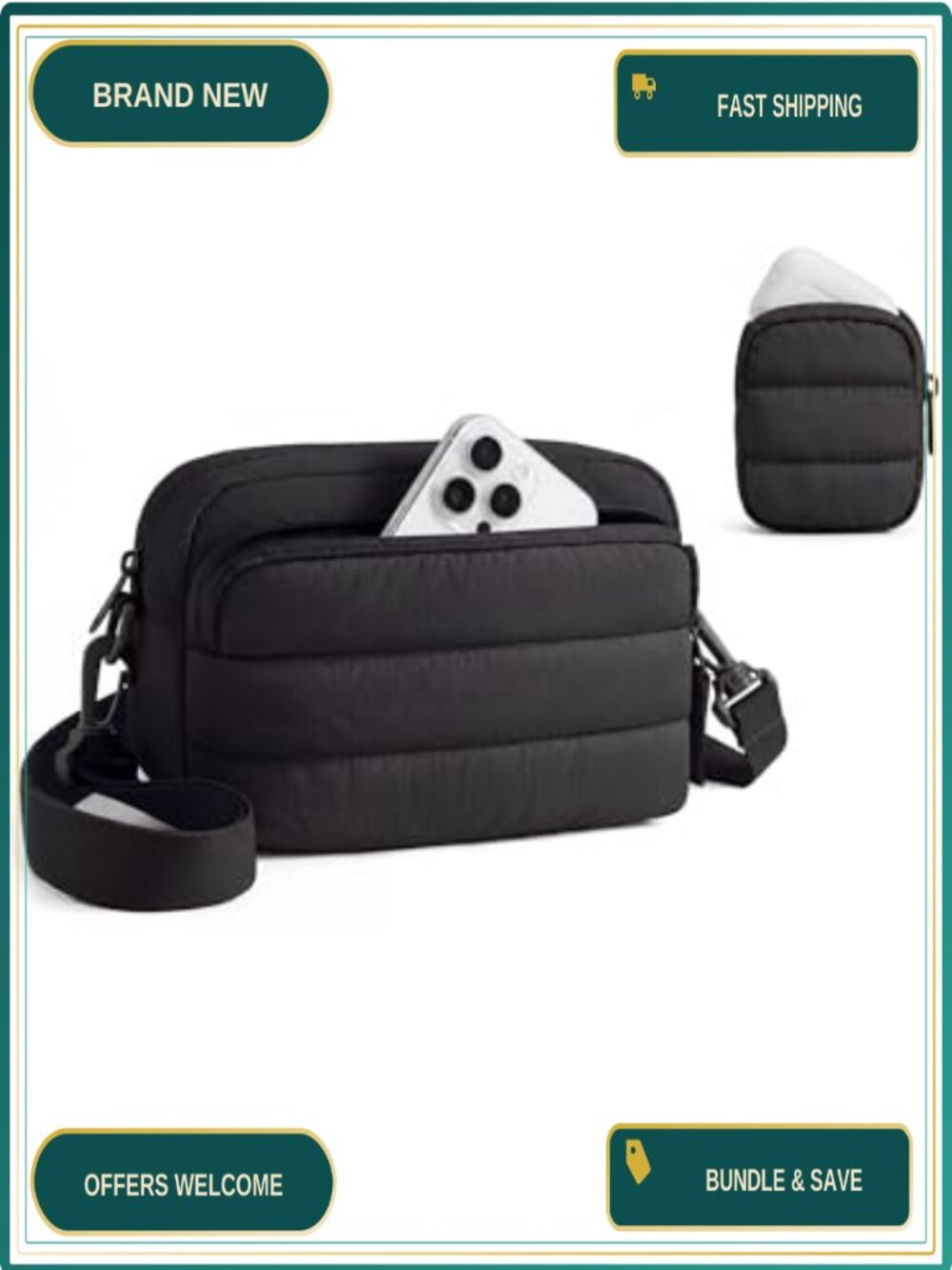 Water-Resistant Nylon Crossbody Bag Mini Travel Purse with Pouch